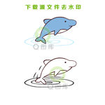 手工绘卡通海豚简笔画矢量图