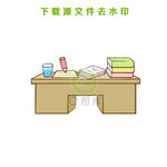 手绘书桌卡通矢量图