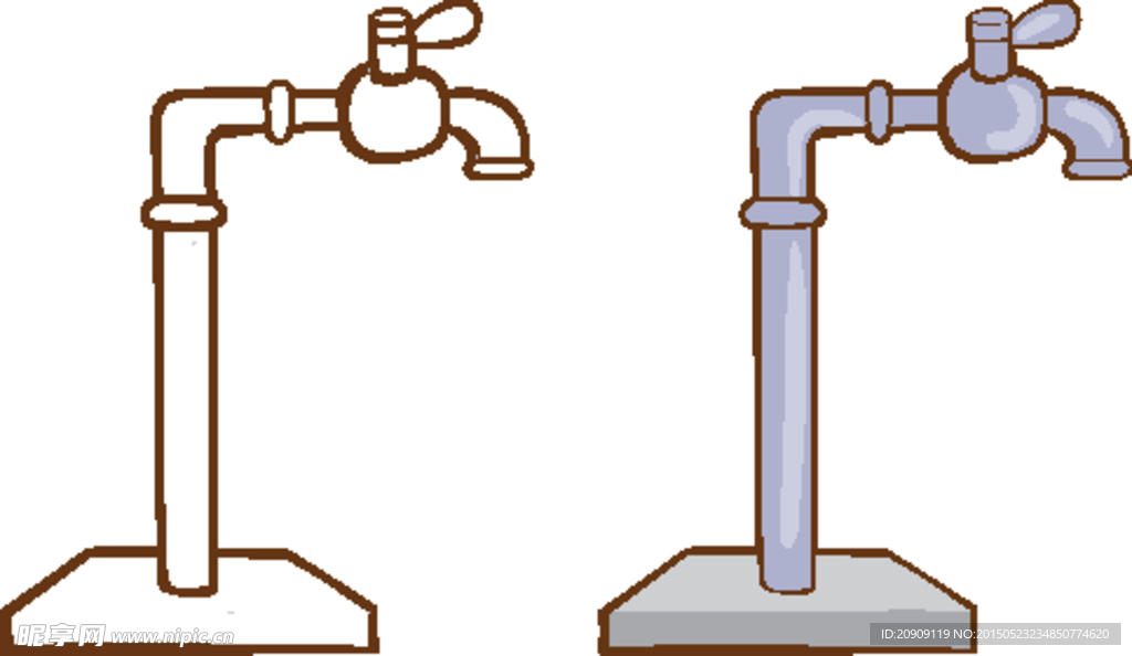 手绘水龙头矢量造型图
