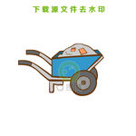手绘小平车矢量造型图