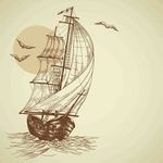 复古手绘素材帆船