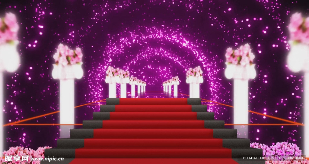 花柱红毯花朵婚礼庆典视频背景