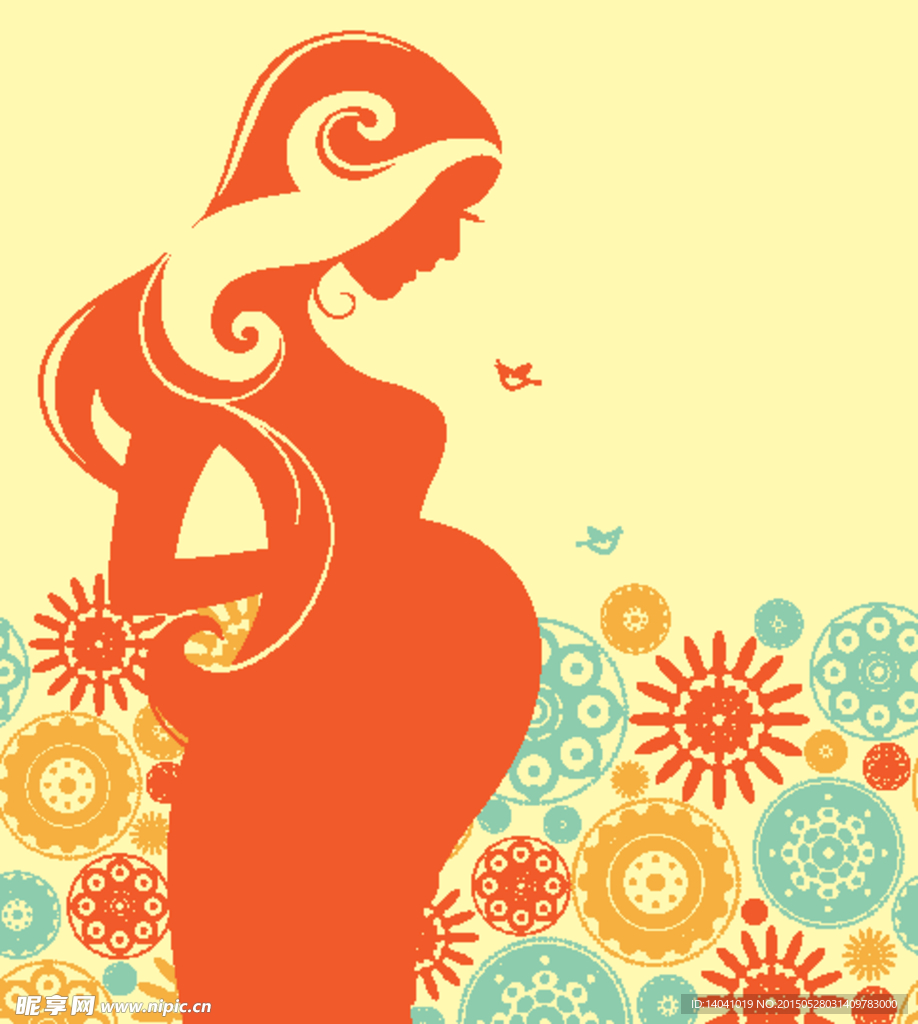 时尚怀孕妇女插画设计