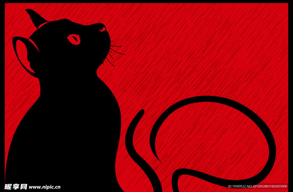 黑色猫咪插画矢量素材