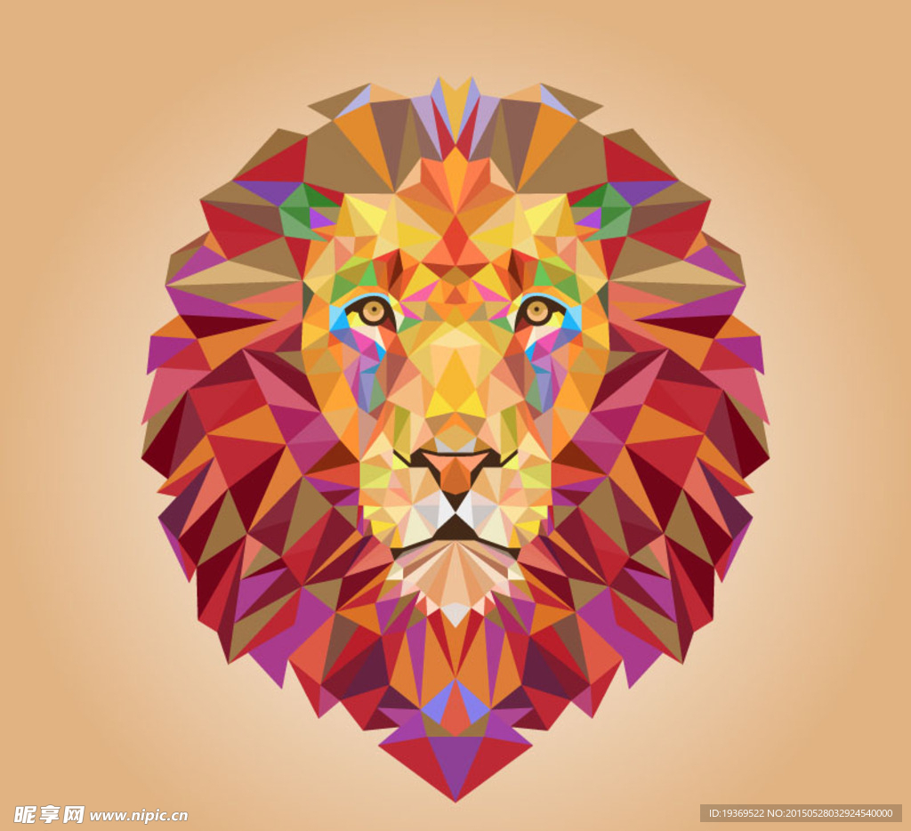 创意几何形狮子头矢量素材