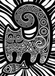 黑色花纹猫咪背景矢量素材