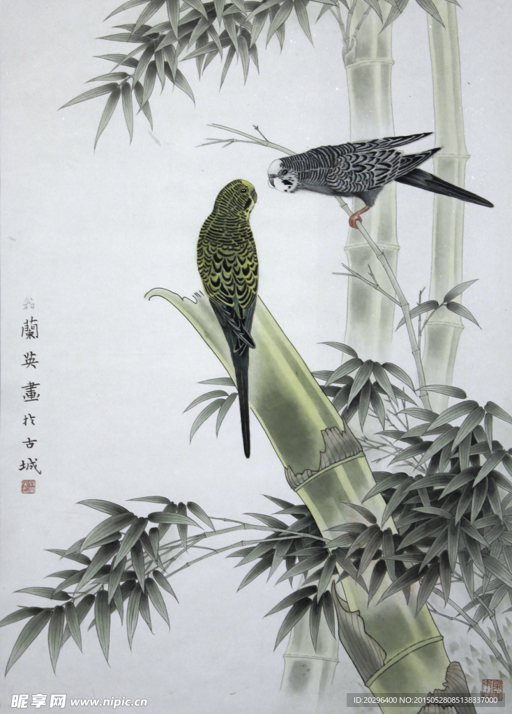 国画燕子 竹子