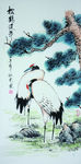 国画松柏天鹅丹顶鹤