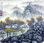 国画风景长城
