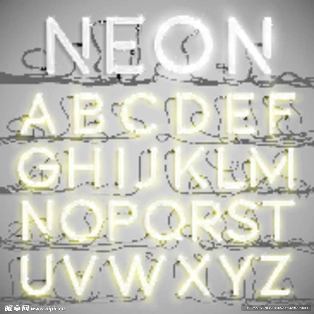 白色霓虹灯字母设计