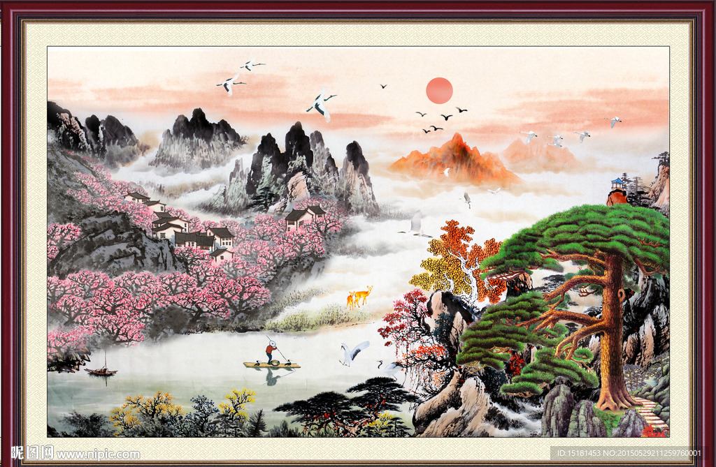 国画迎客松