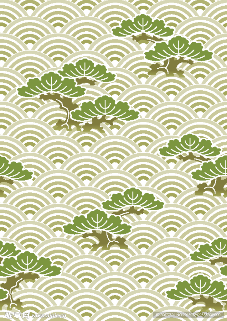 传统松树波纹背景
