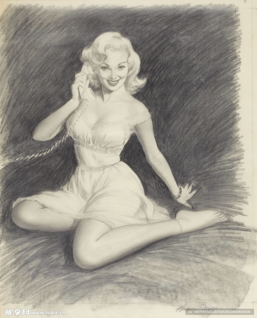 素描美女