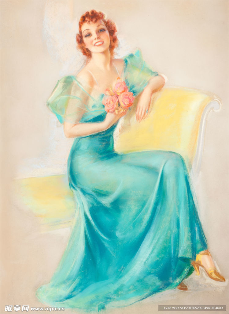 油画美女
