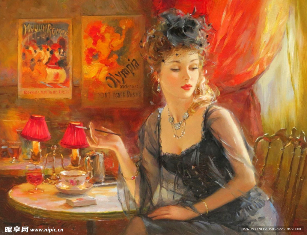 油画美女