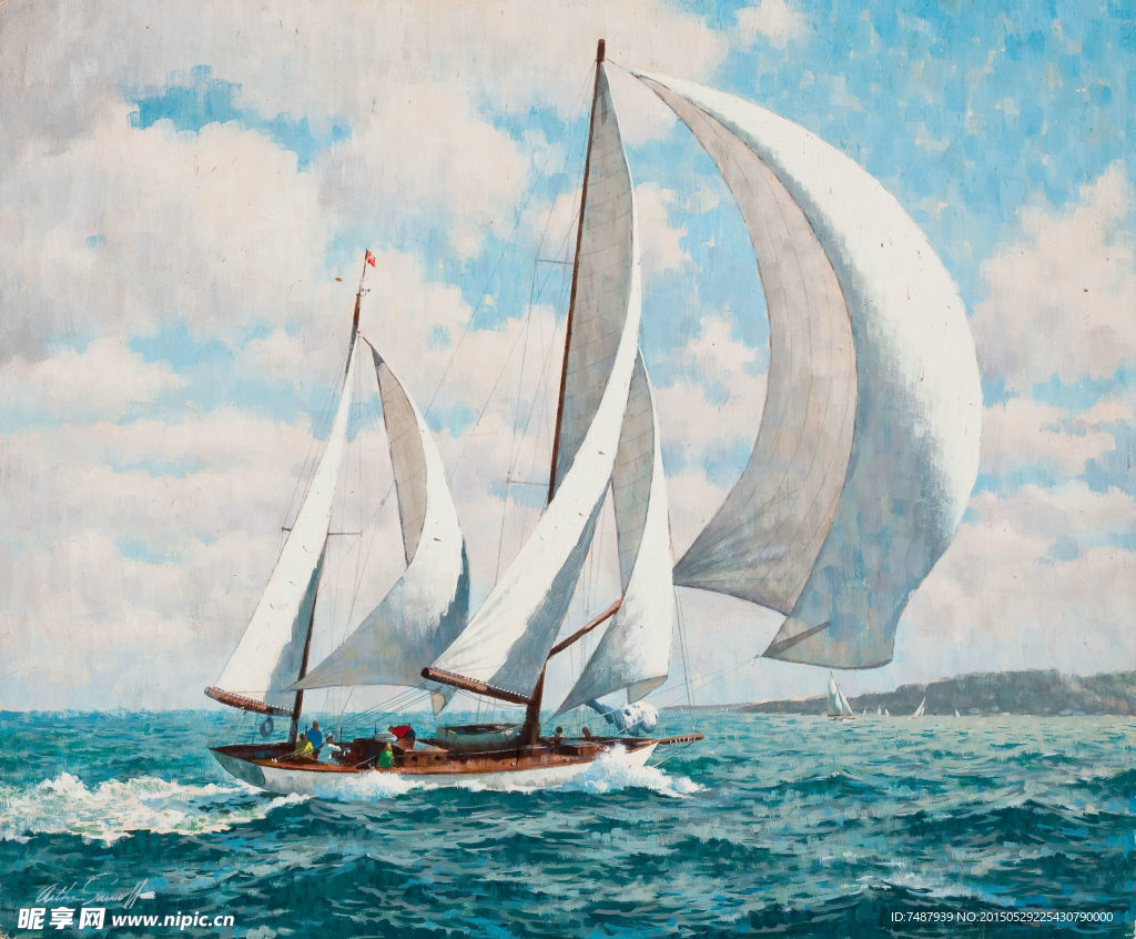 油画帆船
