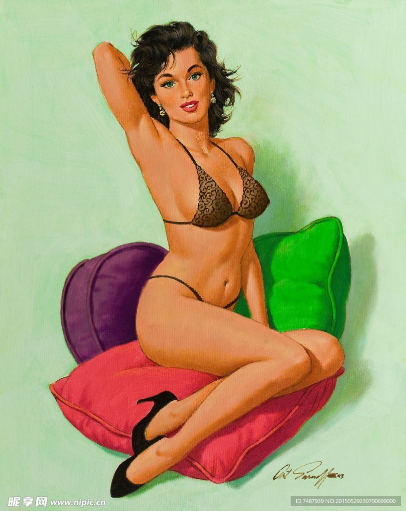 油画美女