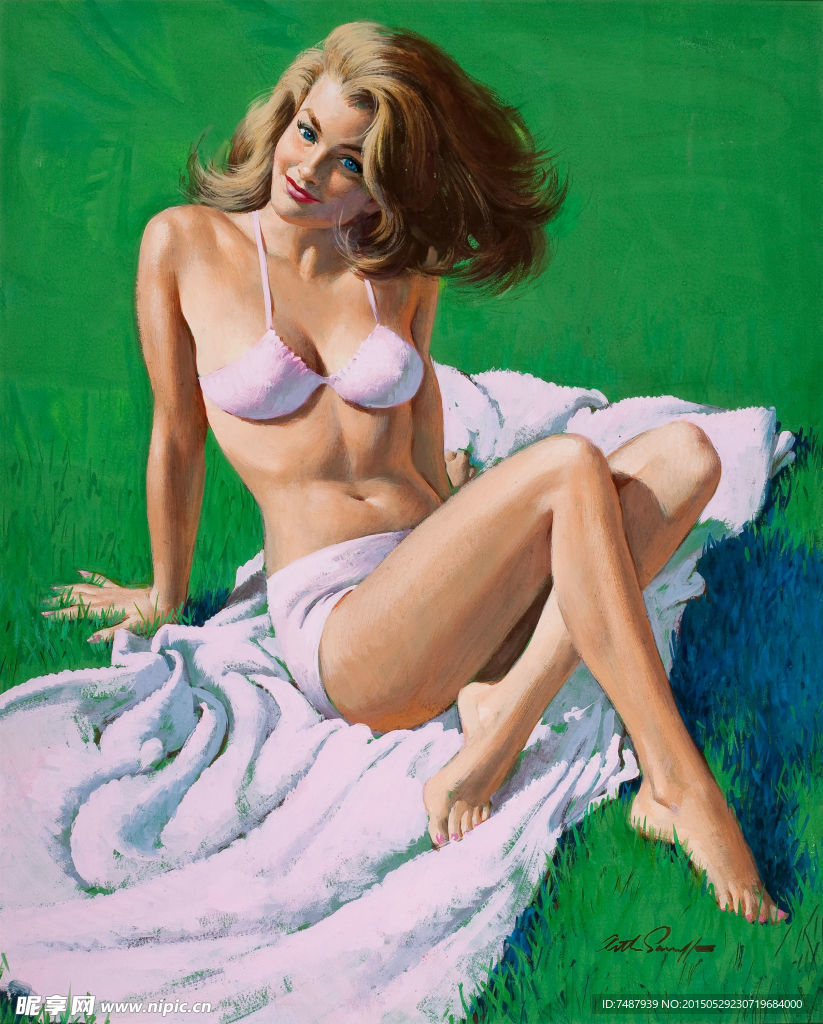油画美女