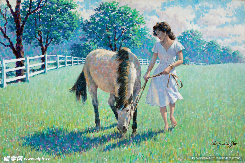 油画美女