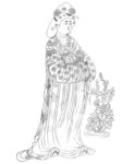 都督夫人供养图白描线稿