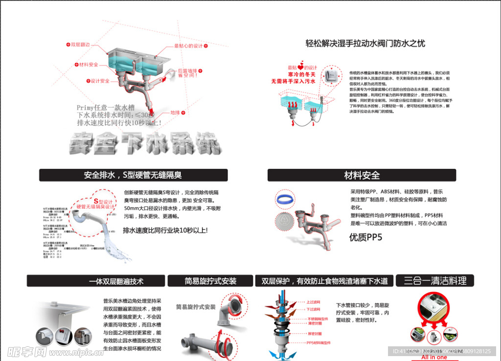 普乐美水盆下水管道图