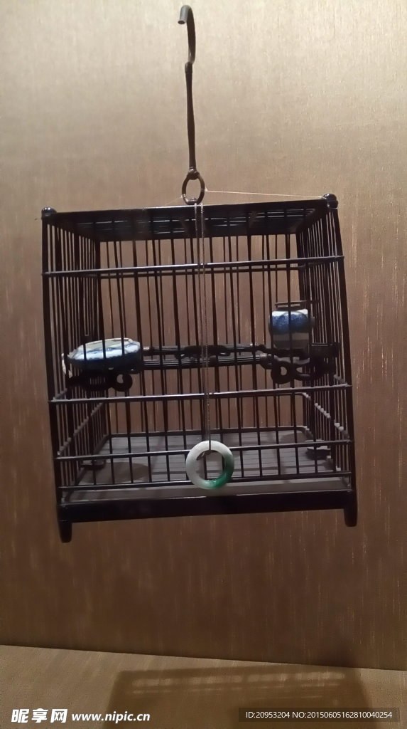 古董檀木玉器鸟笼