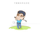 打高尔夫球的爸爸矢量造型图