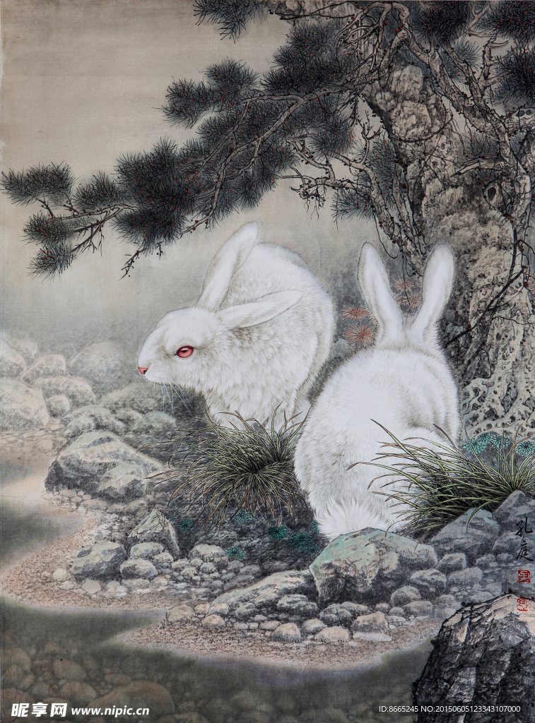 国画兔子