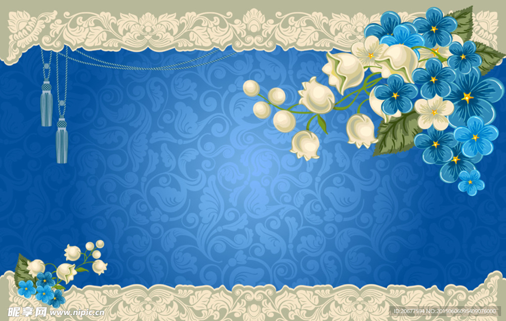 蓝色花纹花卉背景