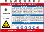 氨作业岗位职业病危害告知卡