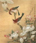 玉兰山雀图