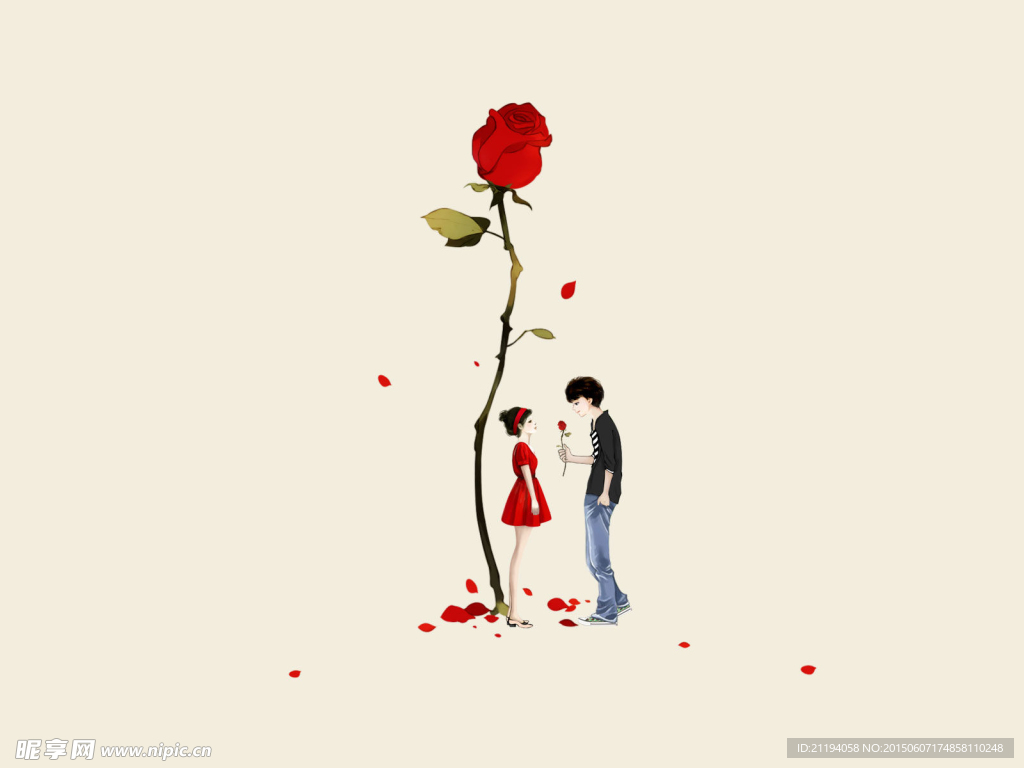 男孩女孩玫瑰花