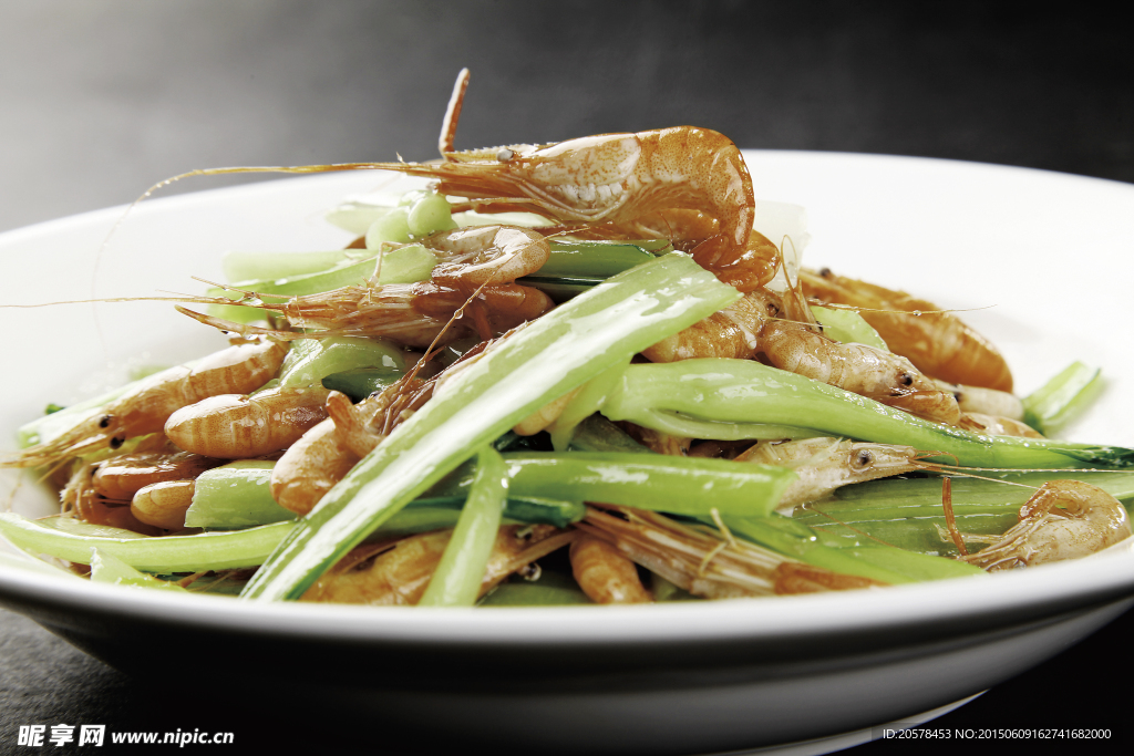鲜虾炒菜杆