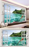 窗外海洋碧波景色背景墙