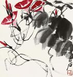 喇叭花水墨画