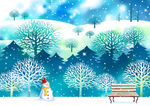冬天下雪风景插画