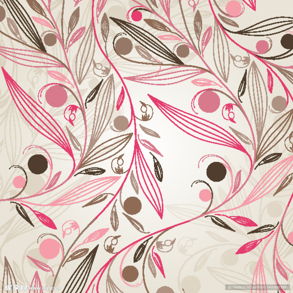 手绘花纹插画矢量素材