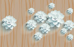 白色立体花条纹壁画