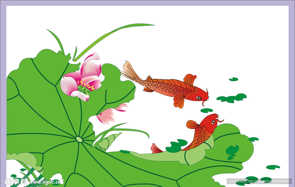 锦鲤荷花图