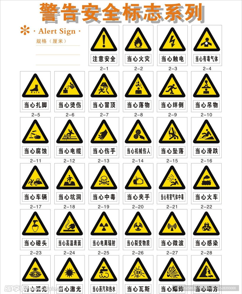 警告安全标志系列矢量贴图
