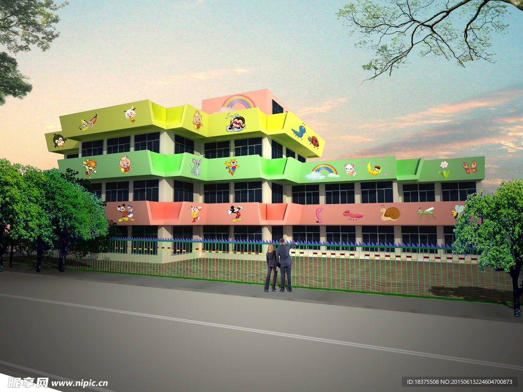 3D 幼儿园 学校 建筑