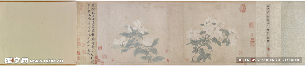 来禽栀子花图卷
