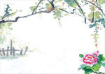 葡萄架牡丹花插画