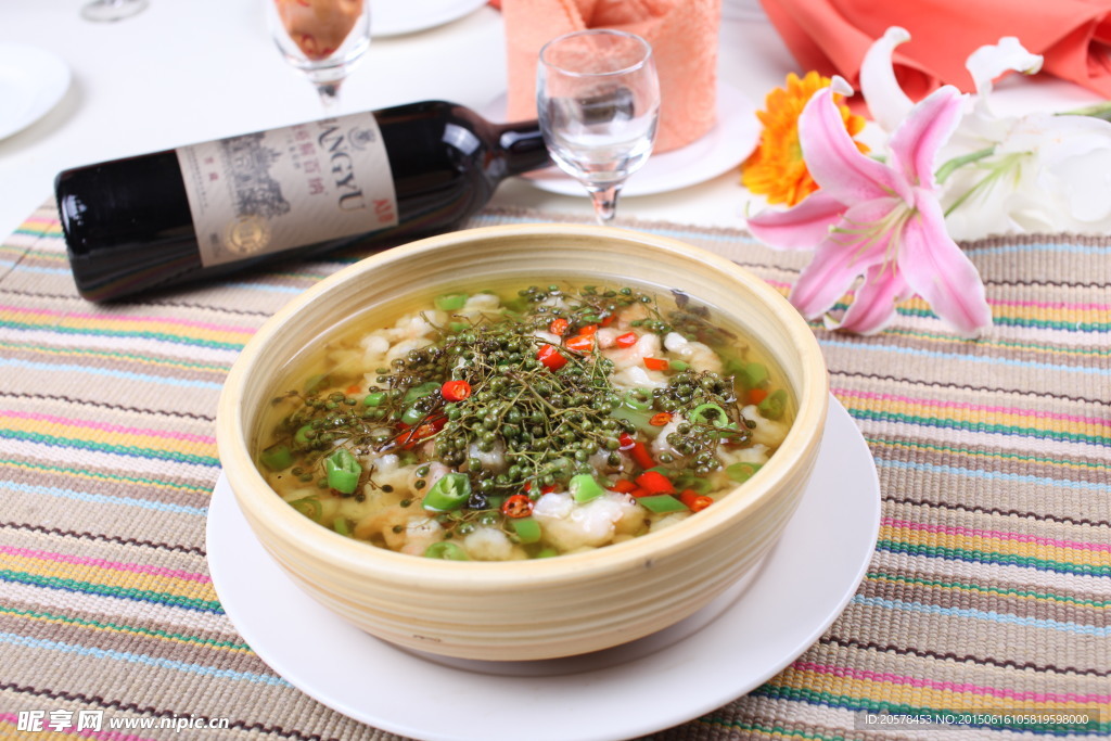 鲜花椒煮虾仁