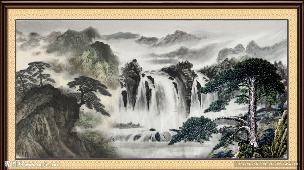 国画山水 迎客松