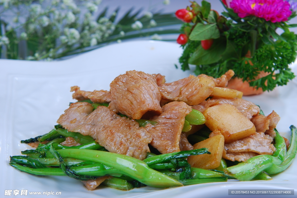菜心马蹄炒天鹅片
