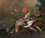 油画花卉野鸡