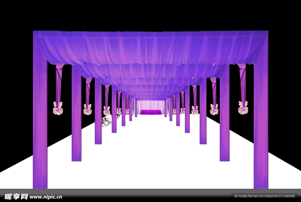 紫色婚礼效果图龙门架