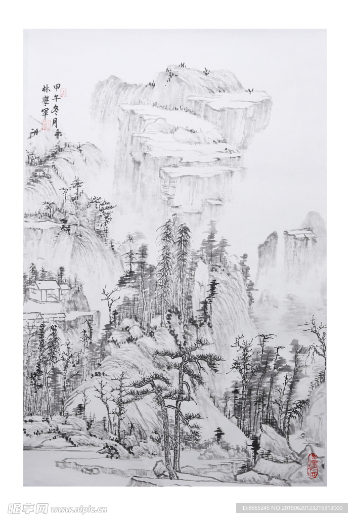 山水画设计图__绘画书法_文化艺术_设计图库_昵图网