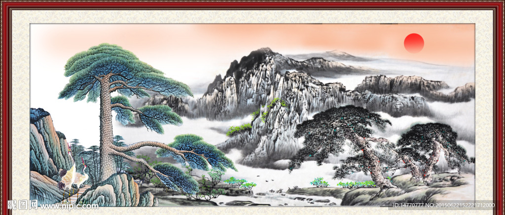 国画迎客松